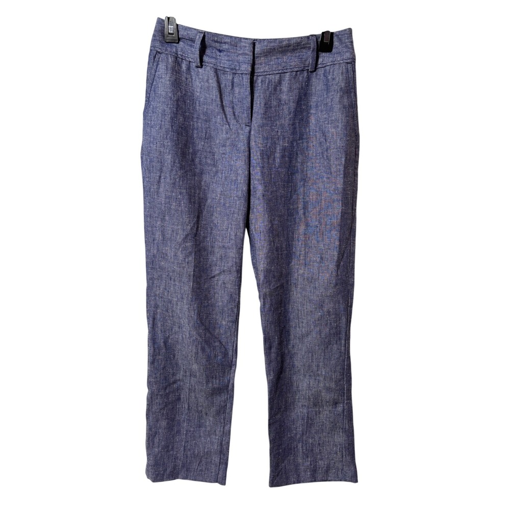 Ann Taylor Loft Linen/Poly Pants Modern Fit Cropped Pants Trousers Blue Size 2P